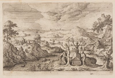 Tafel 28, aus Landschaften mit Szenen aus dem Alten und Neuen Testament und Ovids Metamorphosen von Hans Bol