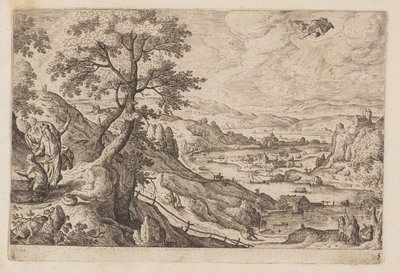Tafel 5, aus Landschaften mit Szenen aus dem Alten und Neuen Testament und Ovids Metamorphosen von Hans Bol