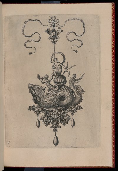 Tafel 8, aus Bullarum Inaurium etc. Archetypi Artificiosi Pars Altera (Anhänger, Ohrringe, etc. Designs der geschicktesten Art, Teil Zwei) von Hans Collaert the Elder