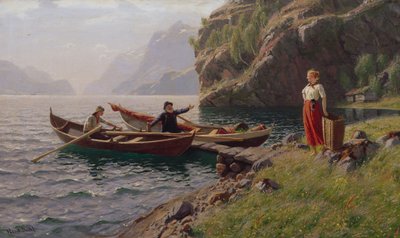 Alltagsleben in der Fjordlandschaft von Hans Dahl