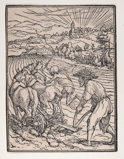Der Bauer oder Pflüger, aus Der Totentanz von Hans Lützelburger