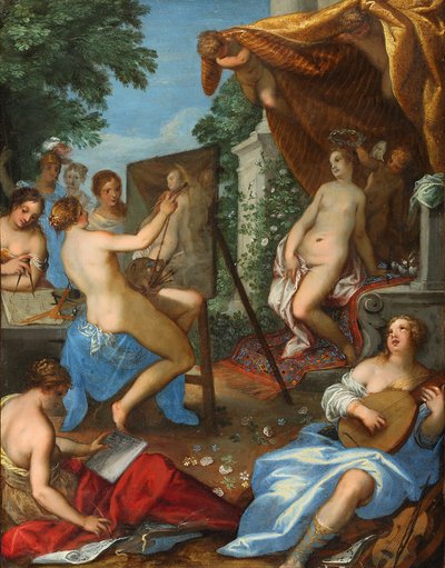 Allegorie der Künste mit Venus malender Pictura von Hans Rottenhammer