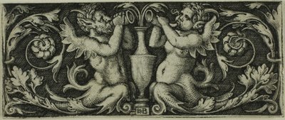 Ornament mit zwei Tritonen, aus Vier Vignetten von Hans Sebald Beham