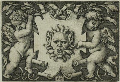 Ornament mit einer Maske, gehalten von zwei Genien von Hans Sebald Beham