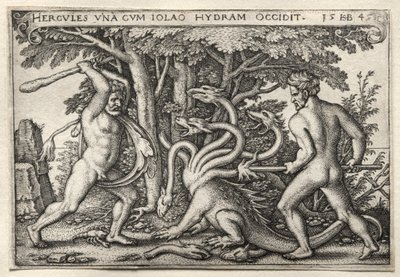 Die Arbeiten des Herkules: Herkules tötet die lernäische Hydra von Hans Sebald Beham