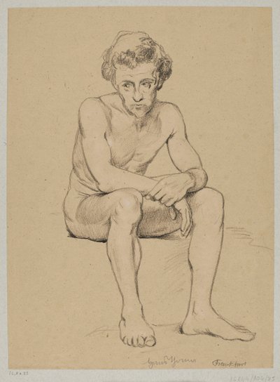 Akt eines sitzenden Mannes von Hans Thoma