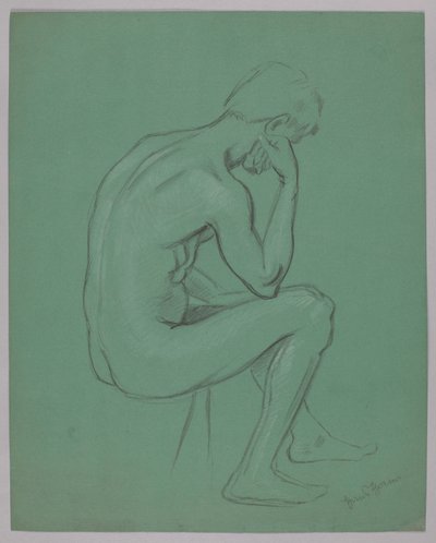 Akt eines sitzenden Mannes von Hans Thoma