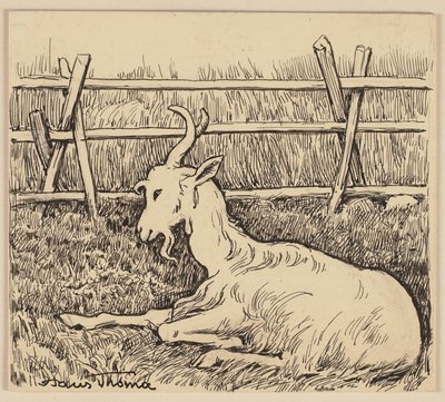 Zeichnung für das Lesebuch: Ziege von Hans Thoma