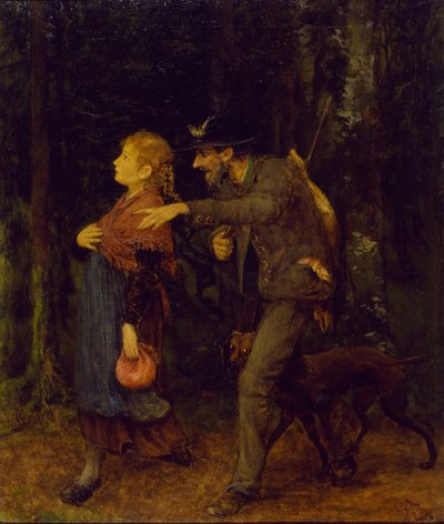 Jäger mit Pferdefuß und Mädchen von Hans Thoma