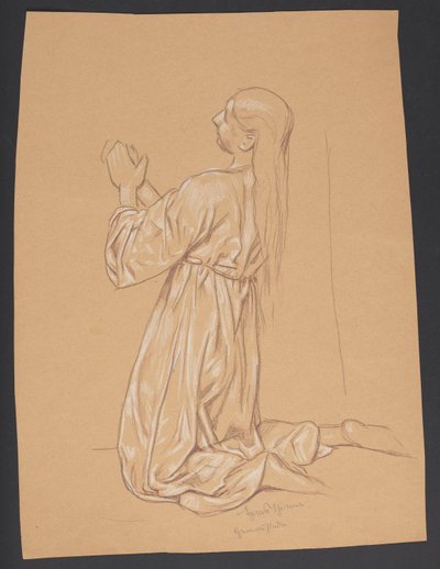 Kniende Maria Magdalena, verso: Konturwiederholung derselben Komposition von Hans Thoma