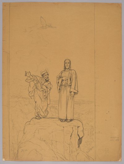 Die Versuchung Christi, verso: Christus gekreuzigt von Hans Thoma