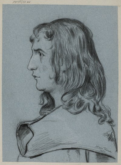 Profil eines jungen Mannes mit langen Haaren von Hans Thoma