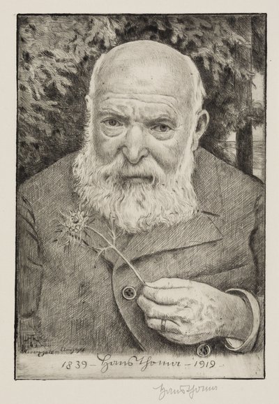 Selbstbildnis VI mit Blume von Hans Thoma
