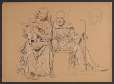 Heilige Familie, rechts Wiederholung des Kopfes von St. Josef von Hans Thoma