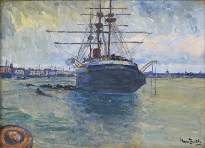 Dreimaster im Hafen von Hans von Bartels