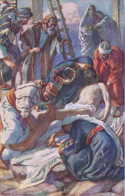 Am Kreuz, Illustration aus Harold Copping Bilder: Die Kronen-Serie, ca. 1920er von Harold Copping