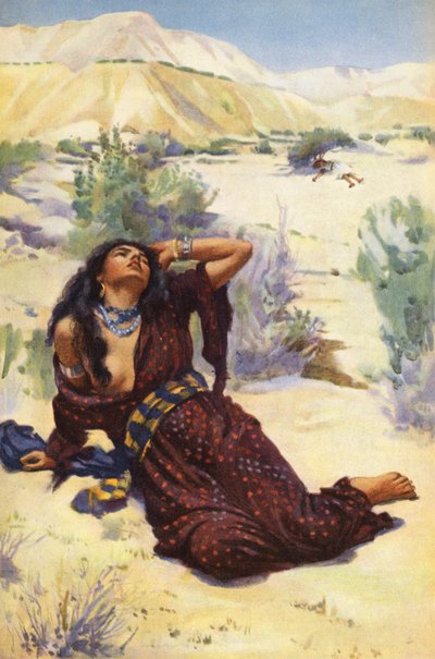 Hagar und Ismael in der Wüste von Harold Copping