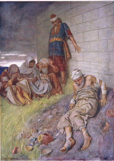 Die Geduld Hiobs, Illustration aus Pictures That Teach The Crown Series, 1920 von Harold Copping