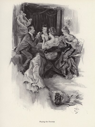 Zwei Paare spielen Karten auf einer Abendgesellschaft von Harrison Fisher