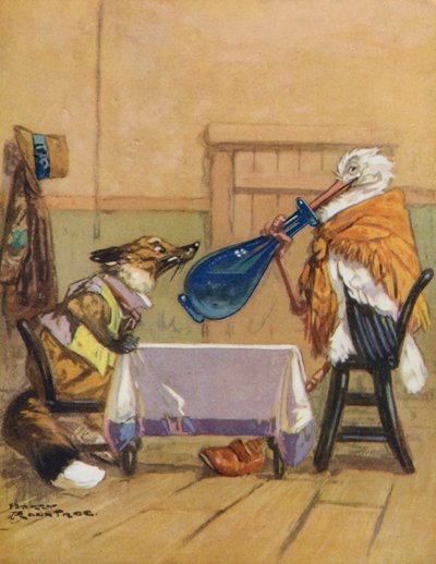 Äsops Fabeln: Der Fuchs und der Storch von Harry (1878 1950) Rountree