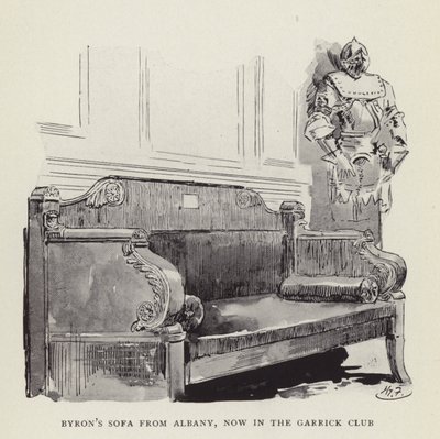 Byrons Sofa aus Albany, jetzt im Garrick Club von Harry Furniss