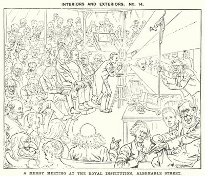 Karikatur von Punch: Ein fröhliches Treffen an der Royal Institution, Albemarle Street, London (Stich) von Harry Furniss