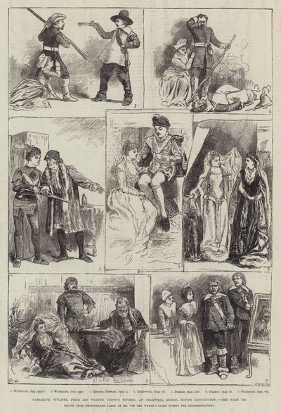 Tableaux Vivants aus den Romanen von Sir Walter Scott, im Cromwell House, South Kensington von Harry Furniss