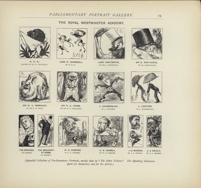 Die Royal Westminster Academy - Vorstellung, wie Politiker sich gegenseitig malen könnten von Harry Furniss