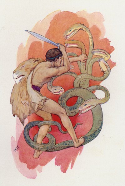 Herkules und die siebenköpfige Schlange von Harry George Theaker