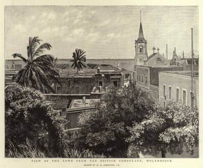Blick auf die Stadt vom britischen Konsulat, Mosambik von Harry Hamilton Johnston