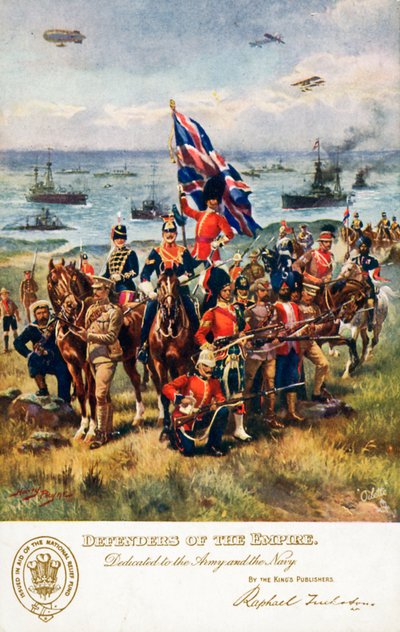 Verteidiger des Reiches, gewidmet der Armee und Marine (farbige Lithographie) von Harry Payne