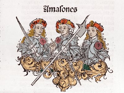Amazonen in „Liber Chronicarum“ von Hartmann Schedel, gedruckt in Nürnberg 1493 von Hartmann Schedel