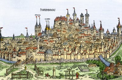 Ansicht der Stadt Nürnberg, Deutschland von Hartmann Schedel