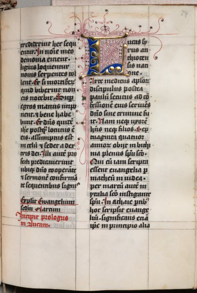 Evangelienbuch mit Evangelistenporträts: Verzierte Initiale, ca. 1480 von Hausbuch Master