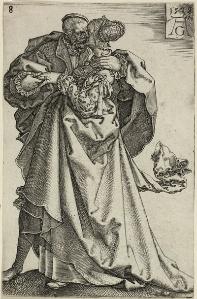 Tanzendes Paar, Platte acht aus Die großen Hochzeitstänzer von Heinrich Aldegrever