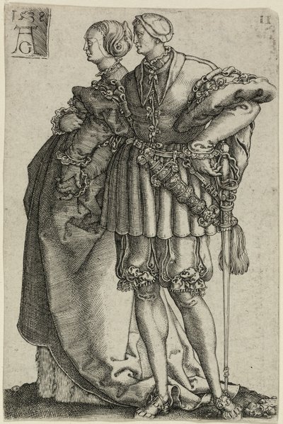 Tanzendes Paar, Blatt elf aus Die großen Hochzeitstänzer von Heinrich Aldegrever