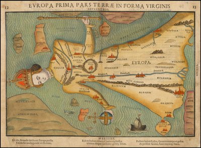 Anthropomorphe Karte von Europa, 1580er Jahre von Heinrich Bünting