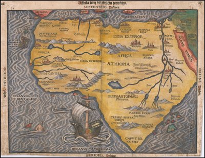 Karte von Afrika auf Tschechisch, 1592 von Heinrich Bünting