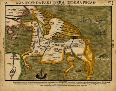 Asia secunda pars terrae informa Pegasi (Asien in Form von Pegasus) von Heinrich Bunting