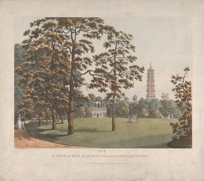 Ein Blick in die Kew Gardens auf die Alhambra und die Pagode, 1813 von Heinrich Schutz