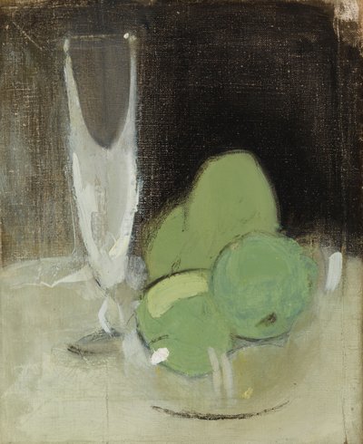Grüne Äpfel und Champagnerglas von Helene Schjerfbeck