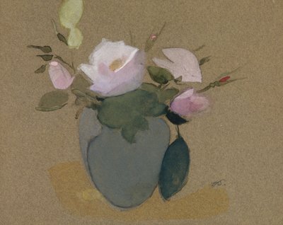 Rosen in einer blau-grünen Vase von Helene Schjerfbeck