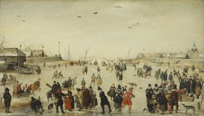 Winterszene auf einem zugefrorenen Kanal von Hendrick Avercamp