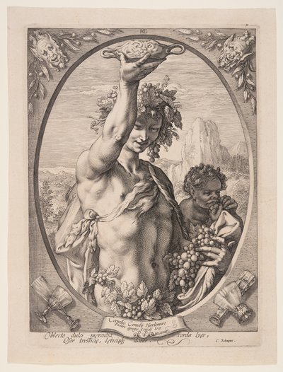 Bacchus, aus Drei heidnische Götter und Göttinnen von Hendrick Goltzius
