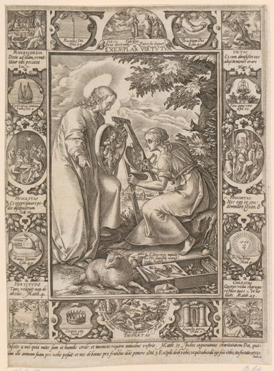 Christus als tugendhaftes Vorbild, Blatt 4 der Folge "Das Leben Christi" von Hendrick Goltzius