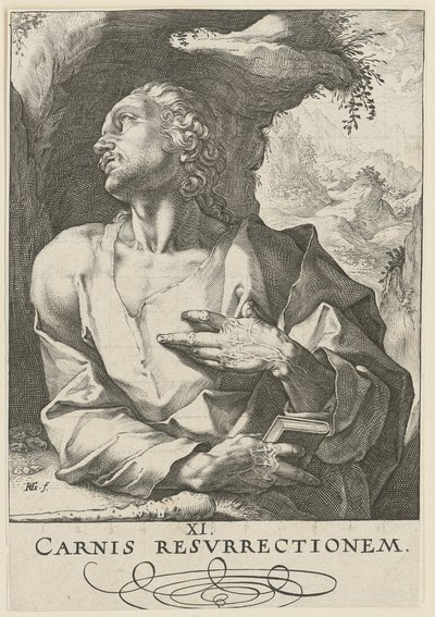Judas Thaddäus, Blatt 12 der Folge "Christus, die zwölf Apostel und Paulus" von Hendrick Goltzius