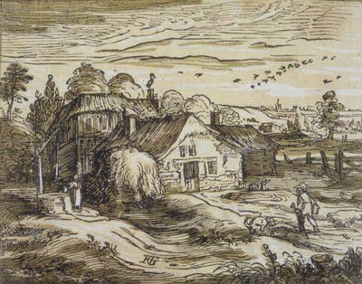 Landschaft mit Bauernhaus von Hendrick Goltzius