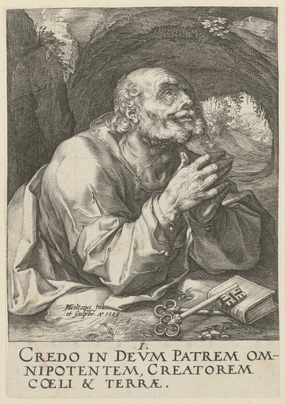 Petrus, Blatt 1 der Folge „Christus, die zwölf Apostel und Paulus“ von Hendrick Goltzius