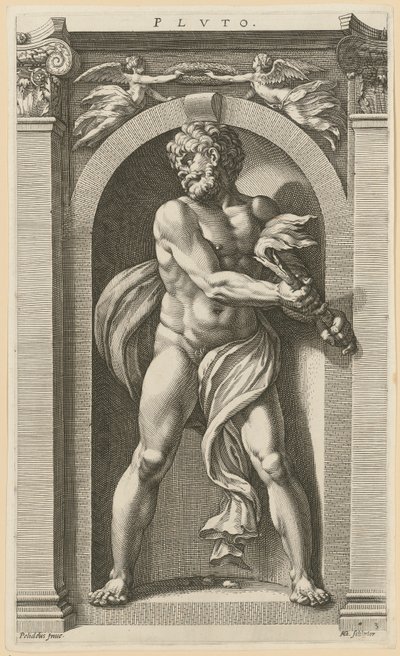 Pluto, Blatt 3 der Folge "Acht antike Gottheiten" von Hendrick Goltzius