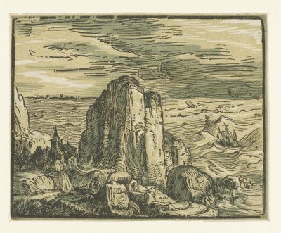 Felsen an einer Küste (Vier kleine Landschaften) von Hendrick Goltzius